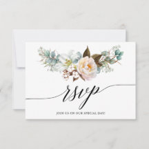 Calligraphie Botanique Floral Wedding Carte RSVP