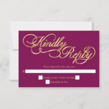 Calligraphie Bourgogne et or Mariage formel RSVP