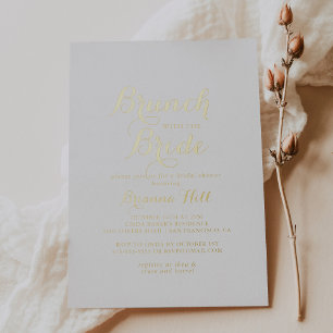 Calligraphie Brunch mit Bride Shower Gold Folieneinladung