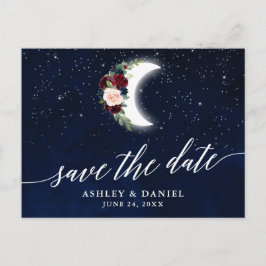 Calligraphie Celestial Floral Moon Save the Date Postkarte