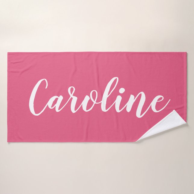 Calligraphie Chic Personnalisée Nom Rose Moderne (Serviette de bain)