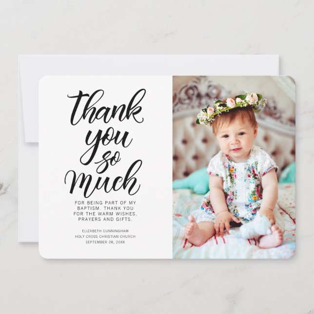 Calligraphie classique Merci de baptême photo (Devant)