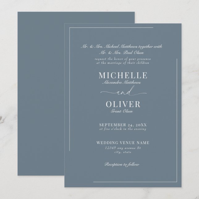 Calligraphie Classique Moderne Mariage invitations (Devant / Derrière)