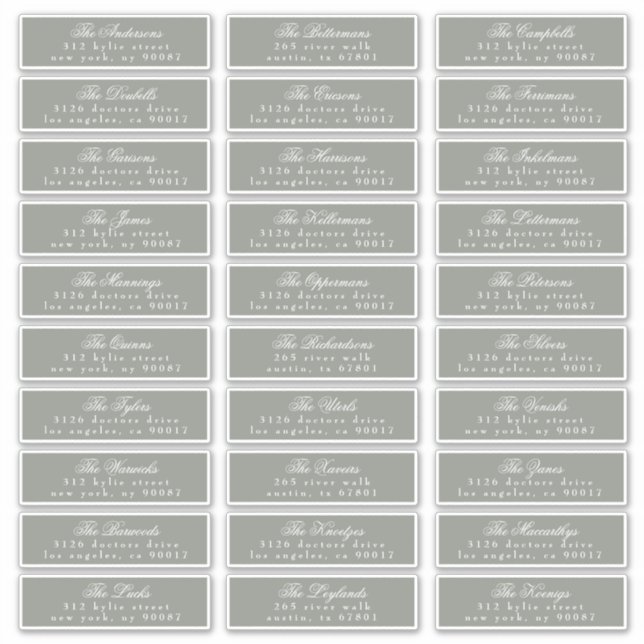 Calligraphie classique Sage Green Étiquette de adr (Devant)