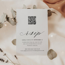 Calligraphie Code QR Mariage floral Carte RSVP