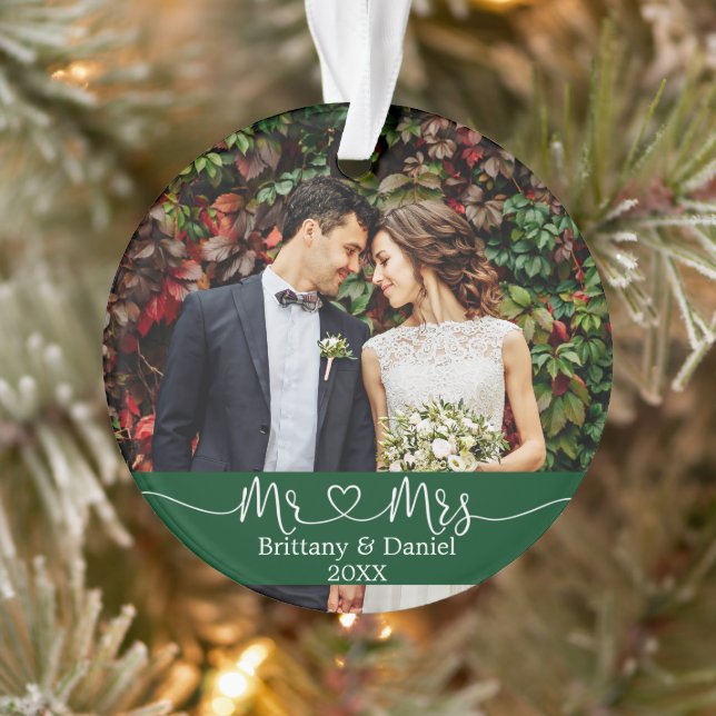 Calligraphie Coeur M. et Mme Mariage Photo Green (Arbre)