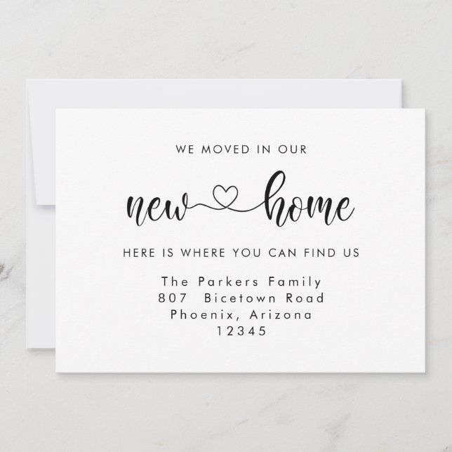 Calligraphie Coeur Nouvelle maison Faire-part mobi (Devant)