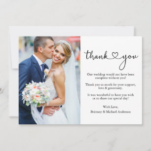 Calligraphie Coeur Photo Mariage Carte de remercie