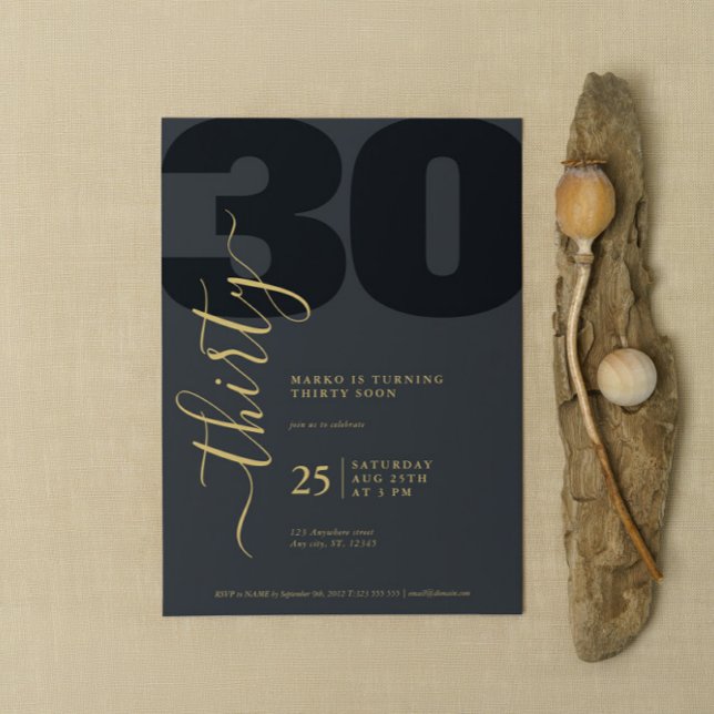 Calligraphie d'or minimaliste Invitations d'annive (Créateur téléchargé)