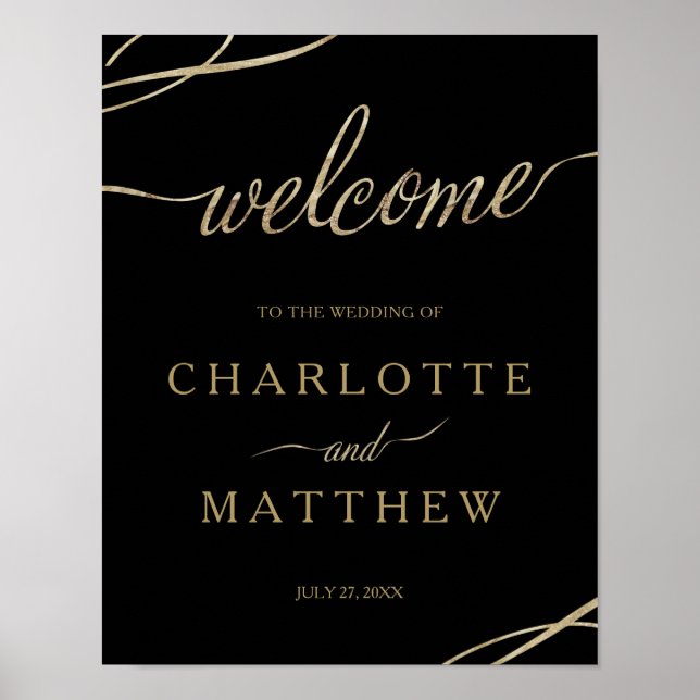 Calligraphie d'or | Poster du Mariage de bienvenue (Devant)