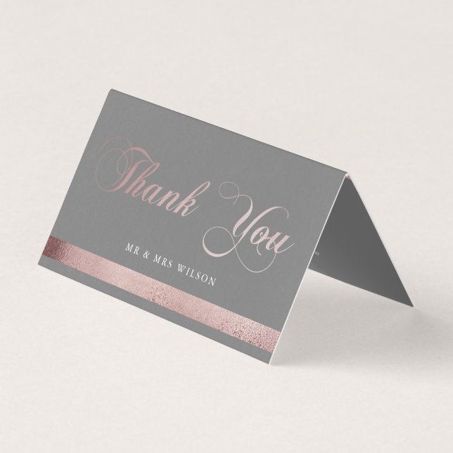 Calligraphie d'or rose | Carte de remerciements pl (Front)