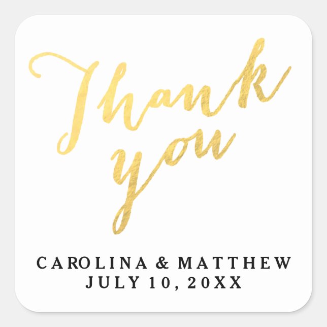 Calligraphie d'or | Sticker Merci Mariage (Devant)