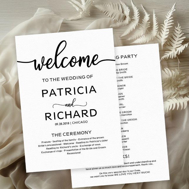 Calligraphie du programme de cérémonie de Mariage  (Créateur téléchargé)