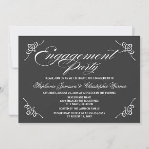 Calligraphie Elegance Graue Engagement Party Einladung