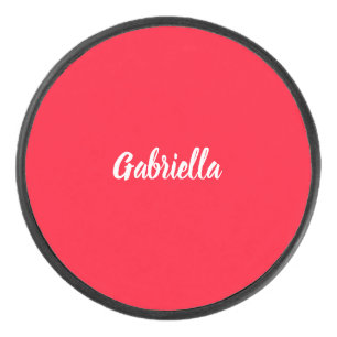 Calligraphie Eleganot White Schlicht Simple Name Eishockey Puck