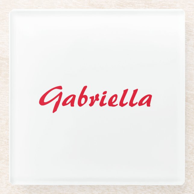 Calligraphie Eleganot White Schlicht Simple Name Glasuntersetzer (Vorderseite)