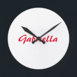Calligraphie Eleganot White Schlicht Simple Name Runde Wanduhr<br><div class="desc">Suchen Sie eine schöne Kalligrafie mit einer ästhetischen Handschrift? Dieses einfache,  auffällige Design ist für Sie. Dieses Produkt beeindruckt sofort diejenigen,  die es sehen. Das feine und geschmackvolle Design spiegelt sofort die Qualität Ihrer Beziehung und Familie wider.</div>