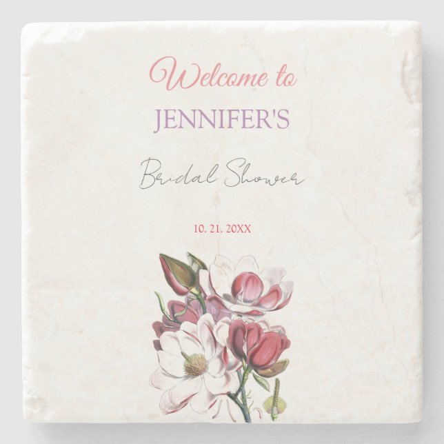 Calligraphie Elegant Begrüßung Brautparty Steinuntersetzer (Vorderseite)