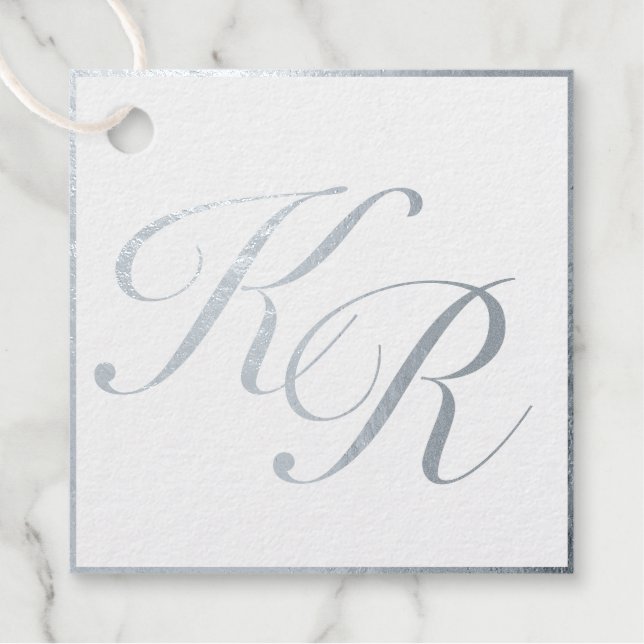 Calligraphie Elegant Luxuriöse Silberhochzeit Geschenkanhänger (Vorderseite)