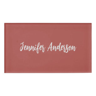 Calligraphie Elegant Personalisiert Brick Red Namenschild
