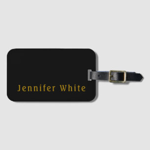 Calligraphie Elegant Retro Gold & Black Name Gepäckanhänger