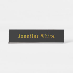 Calligraphie Elegant Retro Gold & Black Name Schreibtischnamensplakette