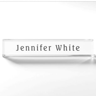 Calligraphie Elegant Retro Grauer weißer Name Namensplakette