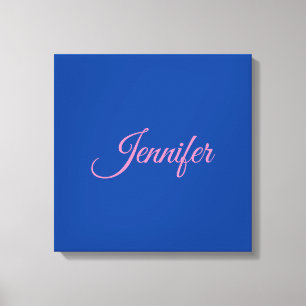 Calligraphie Elegant Rosa Blauer Individuelle Name Leinwanddruck