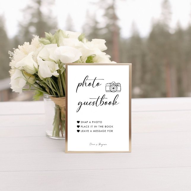 Calligraphie Elegant Wedding Foto Gästebuchuntersc Poster (Von Creator hochgeladen)