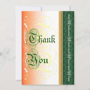 Calligraphie élégante en vert et orange merci