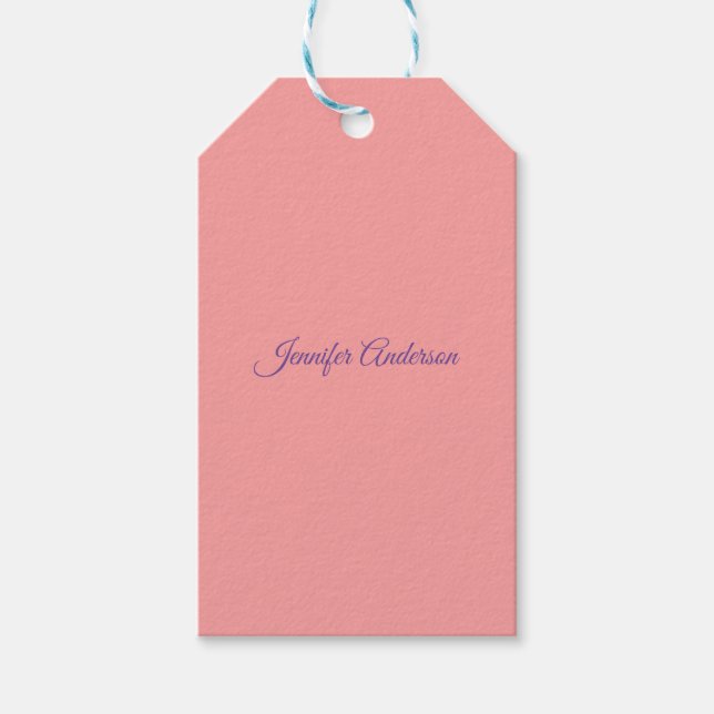 Calligraphie Elegante Pastel Personalisierter Name Geschenkanhänger (Vorderseite)
