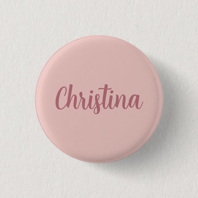 Calligraphie Elegante Rose Gold Schlichter Name Button (Vorderseite)