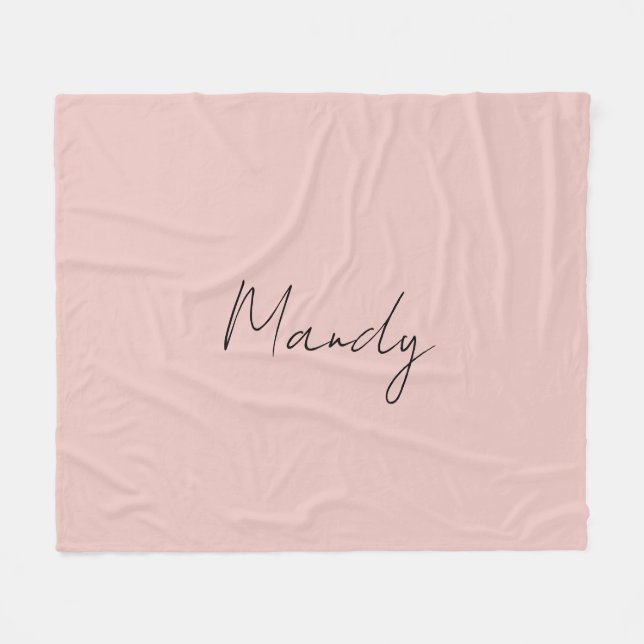 Calligraphie Elegante Rose Gold Schlichter Name Fleecedecke (Vorderseite (Horizontal))