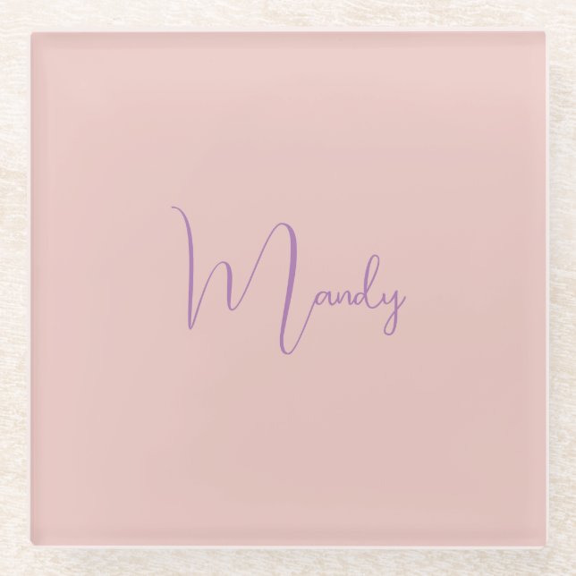 Calligraphie Elegante Rose Gold Schlichter Name Glasuntersetzer (Vorderseite)