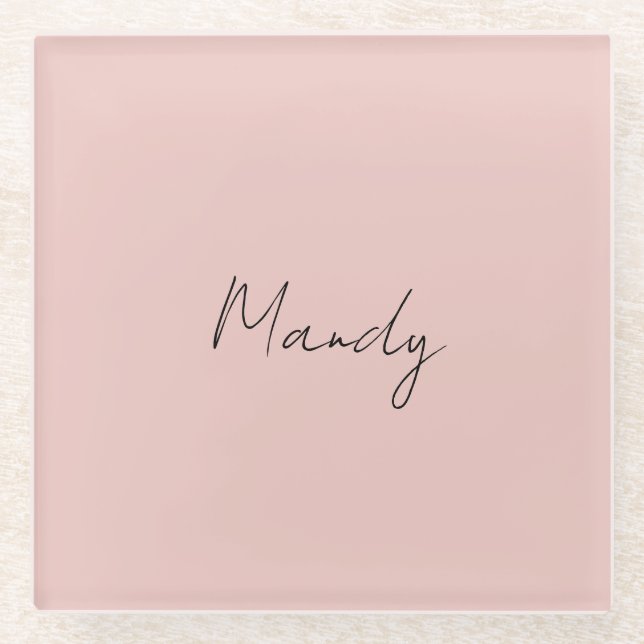 Calligraphie Elegante Rose Gold Schlichter Name Glasuntersetzer (Vorderseite)