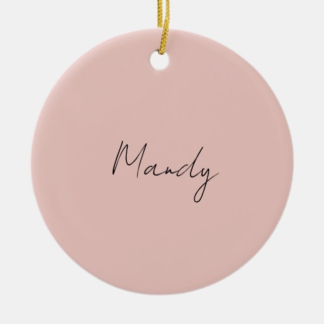 Calligraphie Elegante Rose Gold Schlichter Name Keramik Ornament (Vorne)