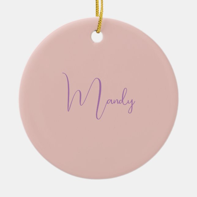 Calligraphie Elegante Rose Gold Schlichter Name Keramik Ornament (Vorne)
