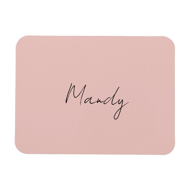 Calligraphie Elegante Rose Gold Schlichter Name Magnet (Horizontal)