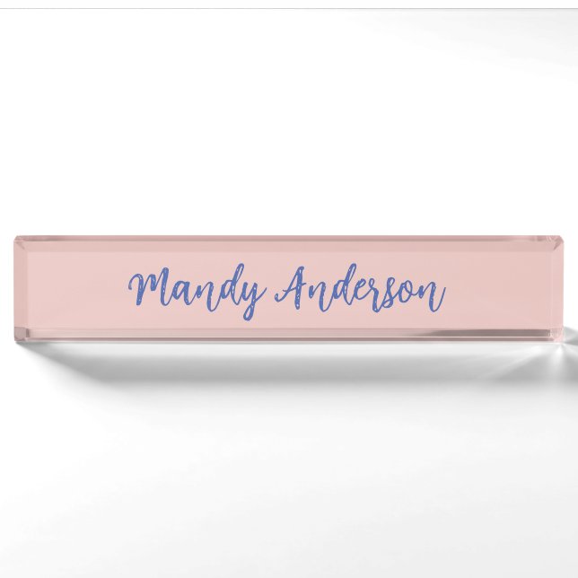Calligraphie Elegante Rose Gold Schlichter Name Namensplakette (Vorderseite)