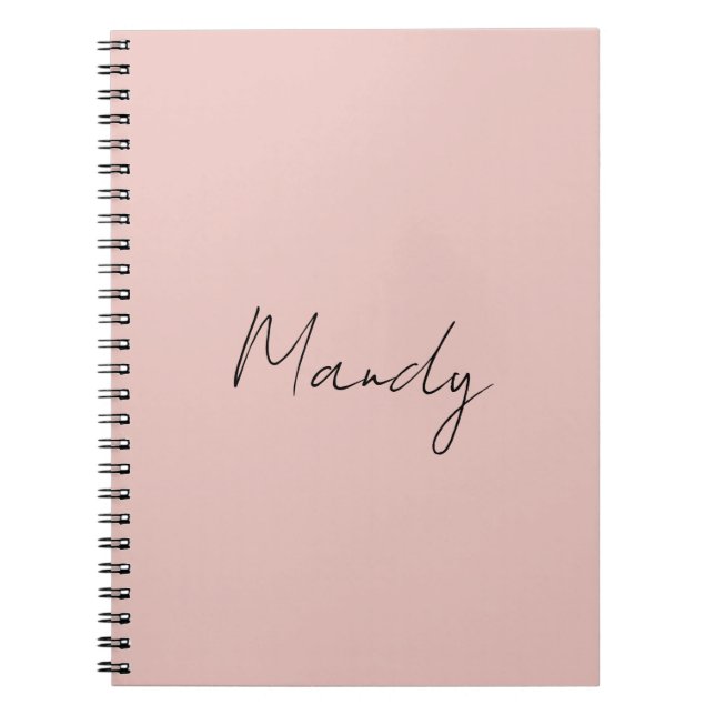 Calligraphie Elegante Rose Gold Schlichter Name Notizblock (Vorderseite)