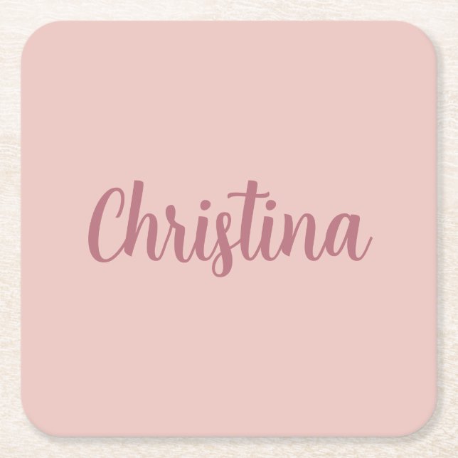 Calligraphie Elegante Rose Gold Schlichter Name Rechteckiger Pappuntersetzer (Vorderseite)