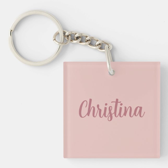 Calligraphie Elegante Rose Gold Schlichter Name Schlüsselanhänger (Vorderseite)