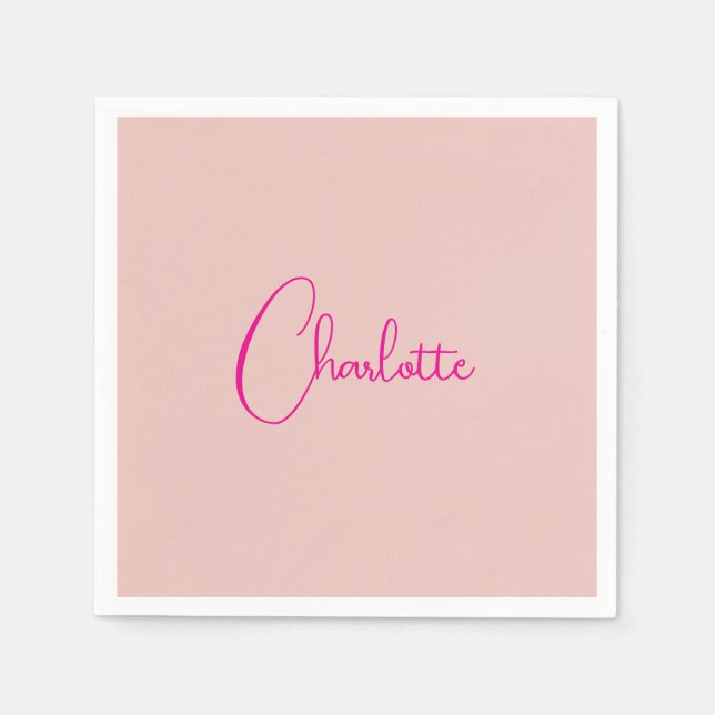 Calligraphie Elegante Rose Gold Schlichter Name Serviette (Vorderseite)