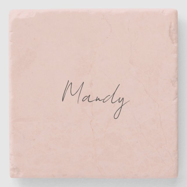 Calligraphie Elegante Rose Gold Schlichter Name Steinuntersetzer (Vorderseite)