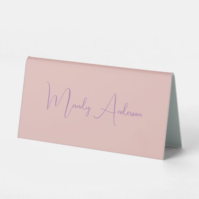 Calligraphie Elegante Rose Gold Schlichter Name Tischaufsteller (Vorderseite)