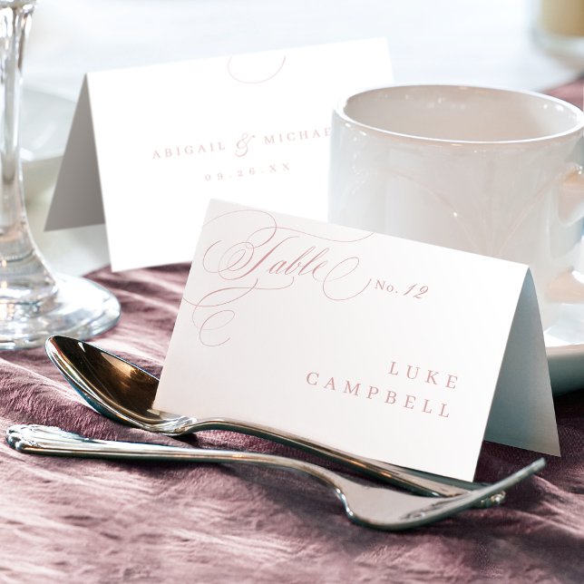 Calligraphie élégante rose vintage Carte Place (Pink elegant classy calligraphy vintage Place Card)
