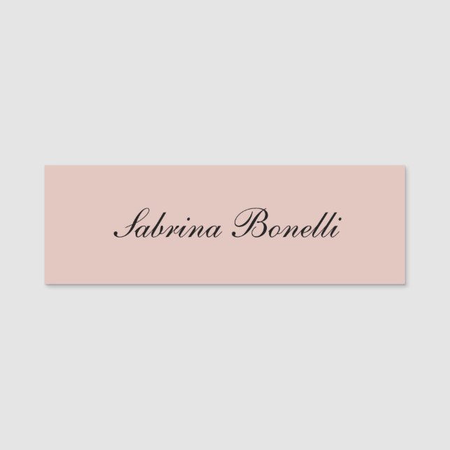 Calligraphie Elegante Schlichte einfache Rose Gold Namensschild (Vorderseite)