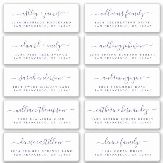 Calligraphie Étiquettes de adresse invités : COMMA (Devant)