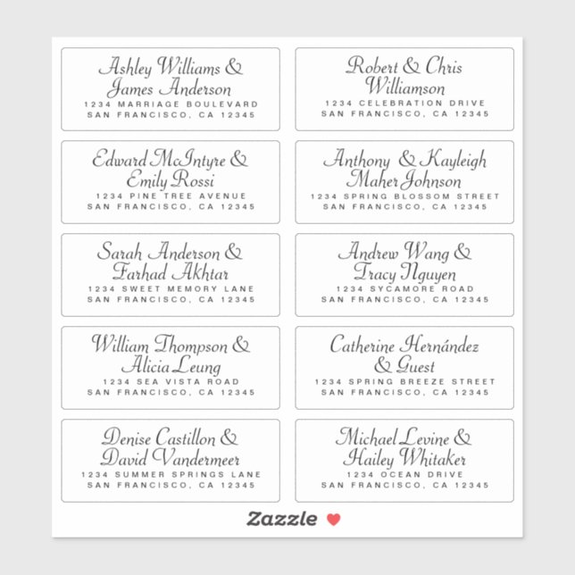 Calligraphie Étiquettes de adresse invités ORDER 6 (Feuille)