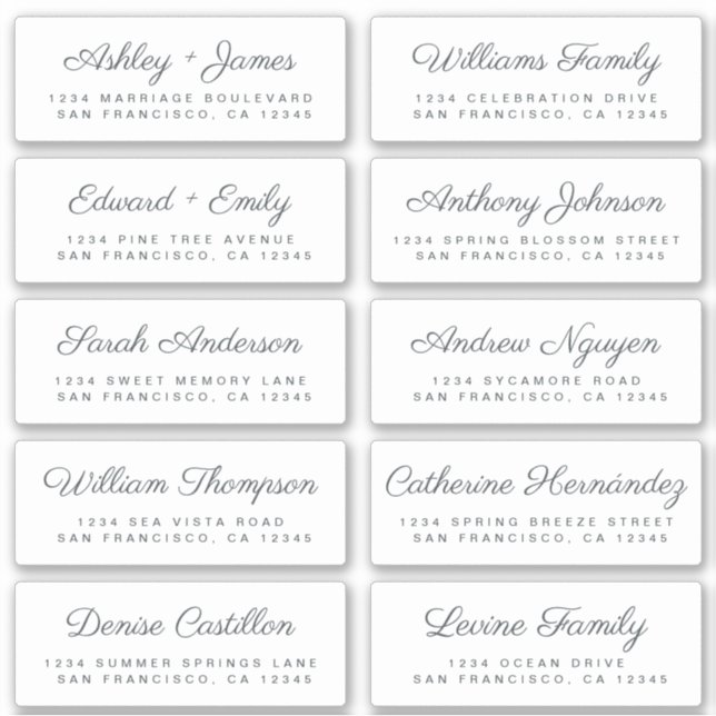 Calligraphie Étiquettes de adresse invités ORDER 6 (Devant)